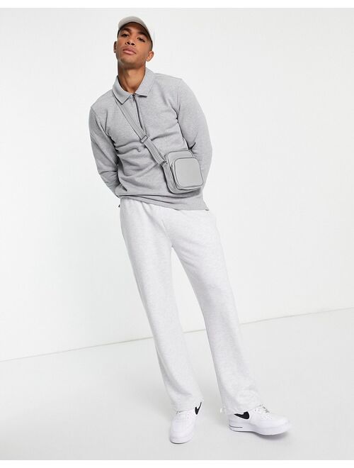 Only & Sons sweat polo 1/4 zip in gray