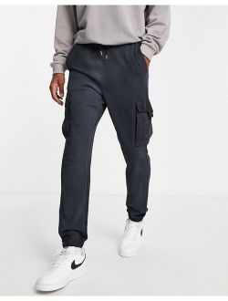 cargo sweatpants in washed black - part of a set
