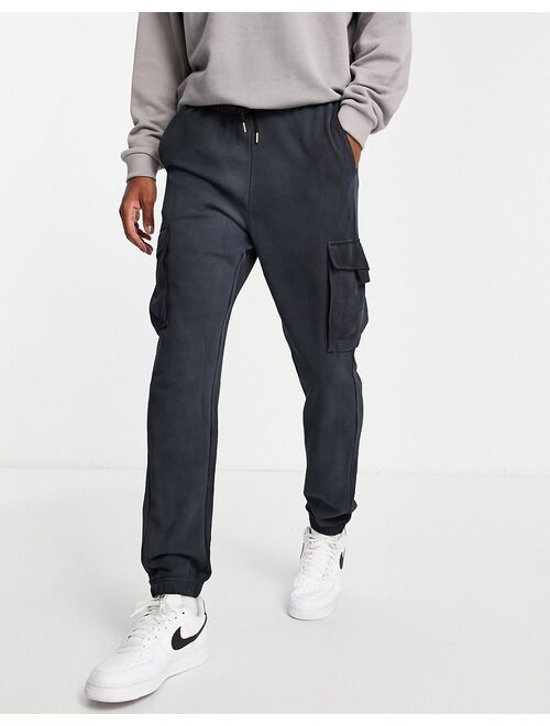 Only & Sons cargo sweatpants in washed black - part of a set