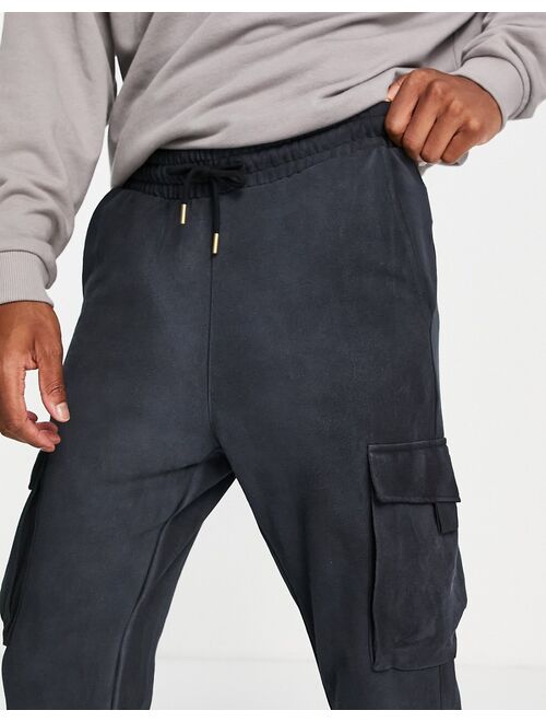 Only & Sons cargo sweatpants in washed black - part of a set