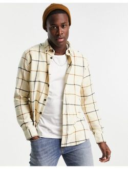 check overshirt in large check cream