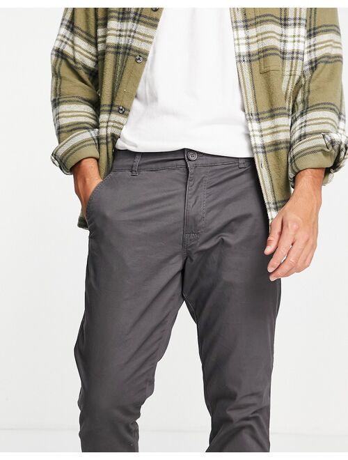 Only & Sons cuffed slim fit chinos in gray