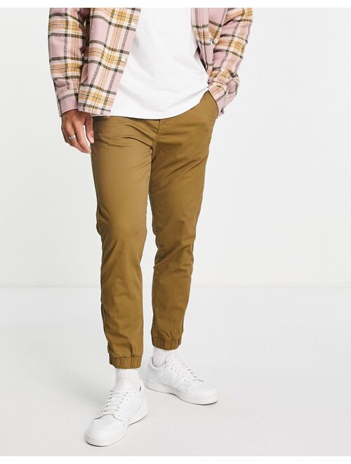 Only & Sons cuffed slim fit chinos in tan