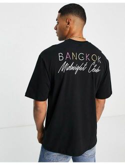 oversized t-shirt with midnight club print in black