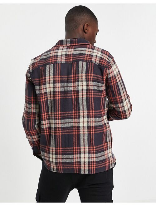 Only & Sons overshirt with chest pockets in navy check