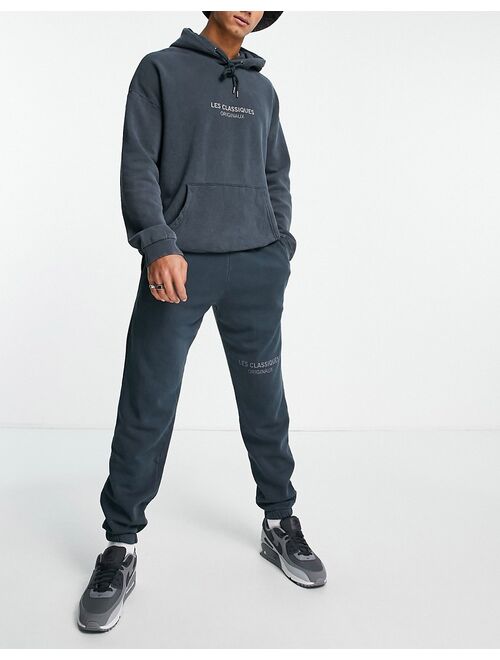 Only & Sons branded logo oversized sweatpants in washed black - part of a set