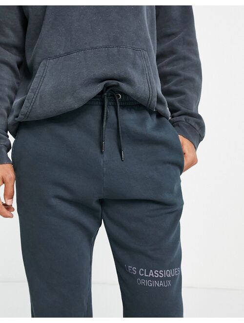 Only & Sons branded logo oversized sweatpants in washed black - part of a set