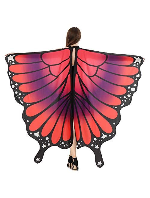 HITOP Women Halloween Party Butterfly Wings Shawl for Girls Adult Festival Costume Wear Dress Up Cape