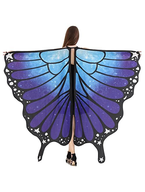 HITOP Women Halloween Party Butterfly Wings Shawl for Girls Adult Festival Costume Wear Dress Up Cape