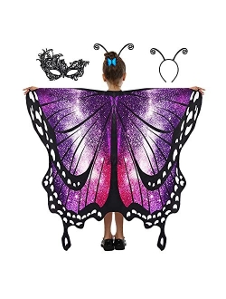 Dawnhope Butterfly Wings for Women Girls Kids Halloween Costumes Butterfly Shawl Fairy Ladies Cape Nymph Pixie Dress Up