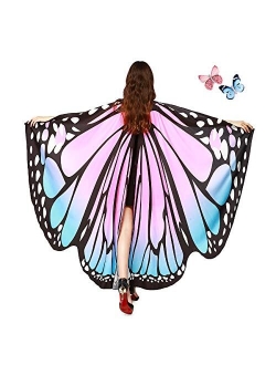 AWAYTR Women Butterfly Wings Shawl - Fairy Ladies Cape Halloween Dress Up Costume Accessory