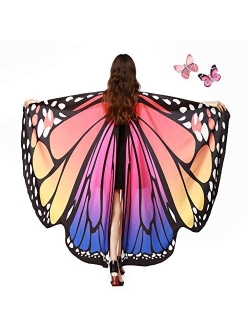 AWAYTR Women Butterfly Wings Shawl - Fairy Ladies Cape Halloween Dress Up Costume Accessory