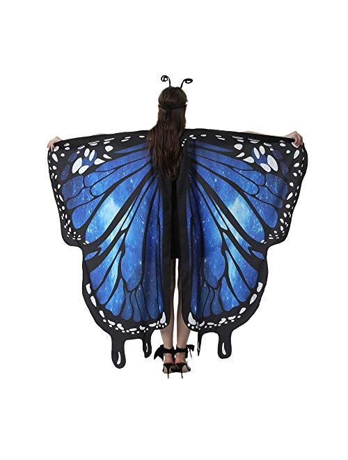 AWAYTR Women Butterfly Wings Shawl - Fairy Ladies Cape Halloween Dress Up Costume Accessory