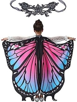 EONGERS Butterfly Wings for Girls Kids Halloween Costume Fairy Shawl Festival Rave Dress