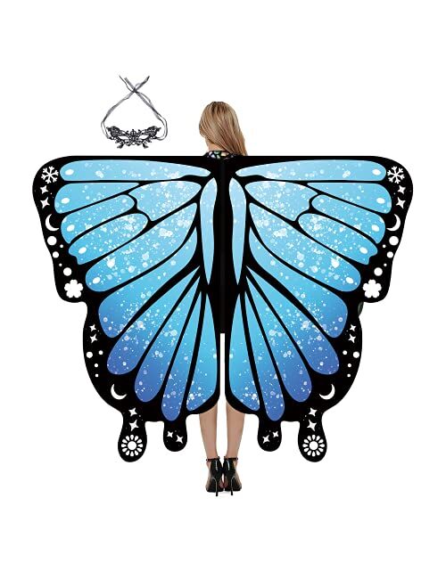 Rhaphony Butterfly Wings for Women, Adult Butterfly Costume Women Halloween Costume Accessories Fairy Wings for Party Masquerades