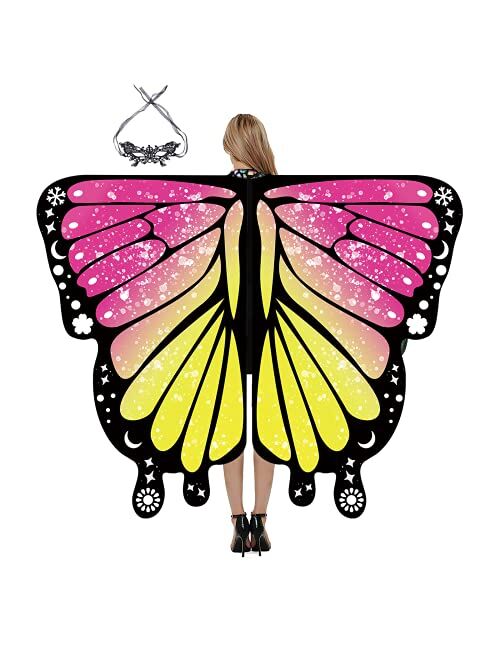 Rhaphony Butterfly Wings for Women, Adult Butterfly Costume Women Halloween Costume Accessories Fairy Wings for Party Masquerades