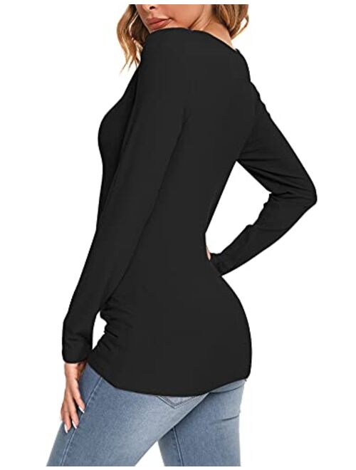 LOLLO VITA Women's Causal Shirts Long Sleeve V Neck Sexy Blouse Slim Fit Tops