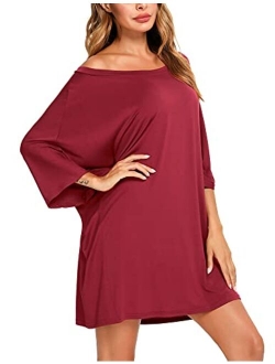 LOLLO VITA Women's Night Shirt 3/4 Sleeve Sleepshirts Soft Nightgowns Boyfriend Sleep Shirt Gowns Sleepwear for Women