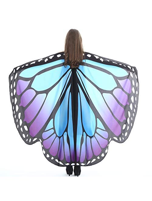 Aunavey Christmas Party Soft Fabric Butterfly Wings Shawl Fairy Ladies Nymph Pixie Costume Accessory