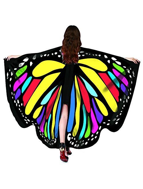 Aunavey Christmas Party Soft Fabric Butterfly Wings Shawl Fairy Ladies Nymph Pixie Costume Accessory