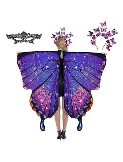 plainshe Butterfly Wings, Fairy Wings for Adults, Butterfly Halloween Costume, 3PCS Butterfly Cape Set.