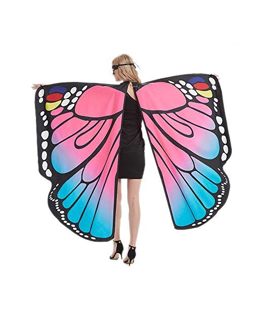 fangzhuo Butterfly Wings Double-Sided Pringting Women Costumes for Halloween Accessory