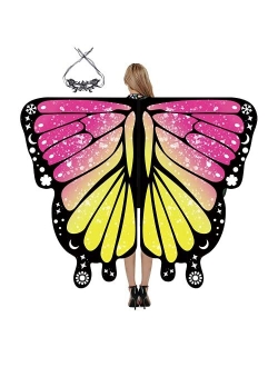 GENIEING Butterfly Costume for Women, Starry Butterfly Wings Women Halloween Costumes for Adult Butterfly Wings Cosplay