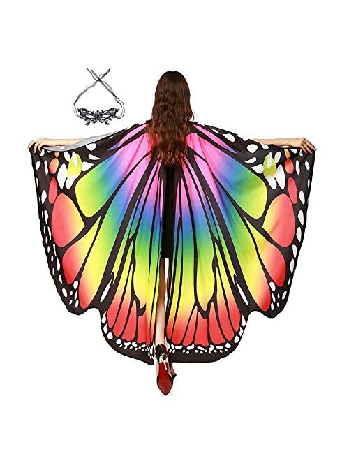 GENIEING Butterfly Costume for Women, Starry Butterfly Wings Women Halloween Costumes for Adult Butterfly Wings Cosplay