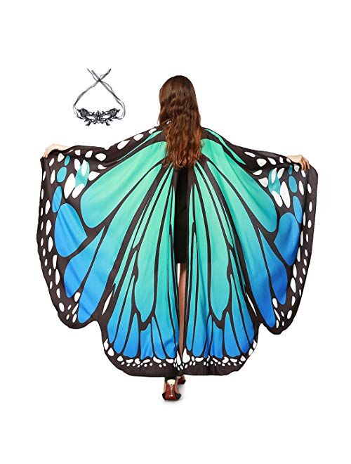 GENIEING Butterfly Costume for Women, Starry Butterfly Wings Women Halloween Costumes for Adult Butterfly Wings Cosplay