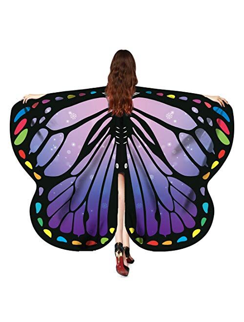 Multitrust Halloween Soft Butterfly Wings for Adult Butterfly Shawl Fairy Wings Cape Nymph Pixie Chirstmas Halloween Party Costume