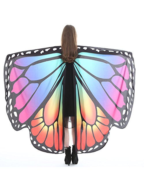 Multitrust Halloween Soft Butterfly Wings for Adult Butterfly Shawl Fairy Wings Cape Nymph Pixie Chirstmas Halloween Party Costume