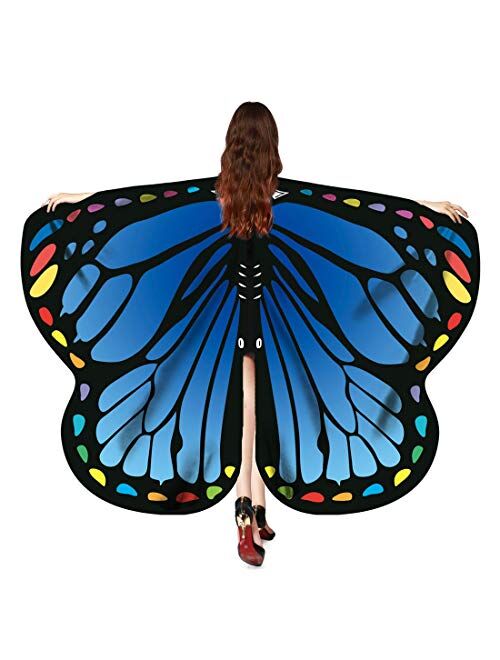 Multitrust Halloween Soft Butterfly Wings for Adult Butterfly Shawl Fairy Wings Cape Nymph Pixie Chirstmas Halloween Party Costume