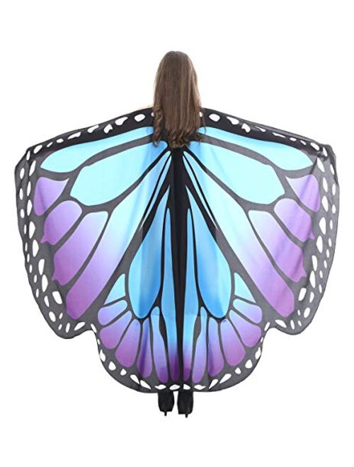 FEOYA Halloween Butterfly Wings Shawl Fairy Pixie Colorful Cape Dance Party Costume