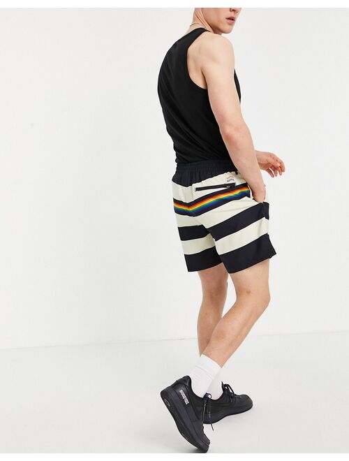 Vans Pride Stripe Volley shorts in black/white