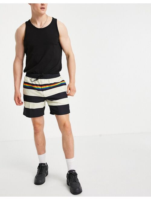 Vans Pride Stripe Volley shorts in black/white