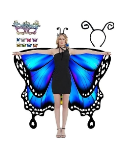 Cujmh Butterfly Wings for Women, Butterfly Shawl Fairy Ladies Cape Nymph Pixie Costume Accessory