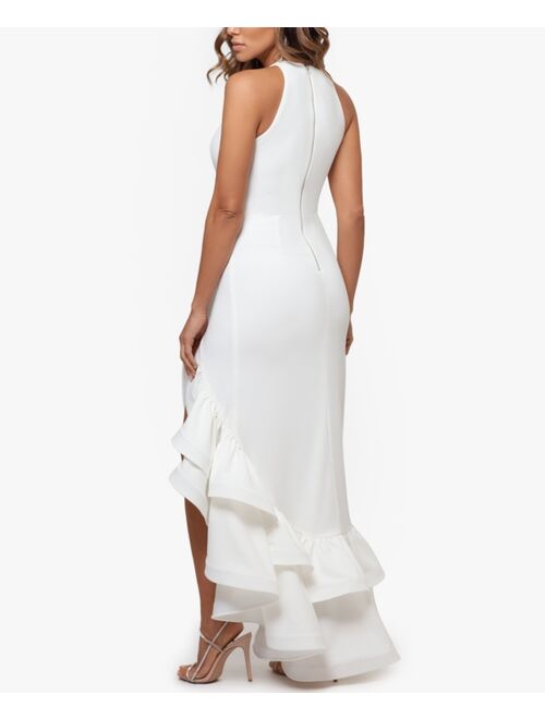 Betsy & Adam Tiered Ruffles Scuba Crepe Gown