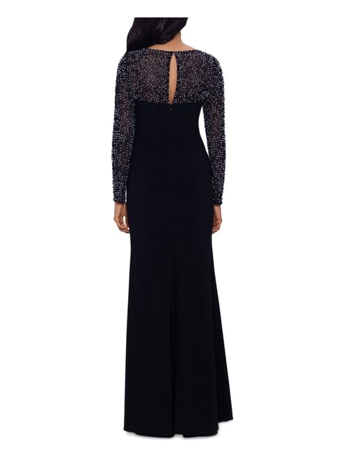 Betsy & Adam Petite Embellished Cutout Gown