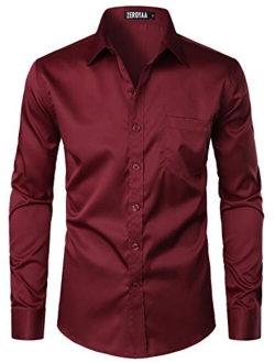 Men's Urban Stylish Casual Business Slim Fit Long Sleeve Button Up Dress Shirt with Pocket