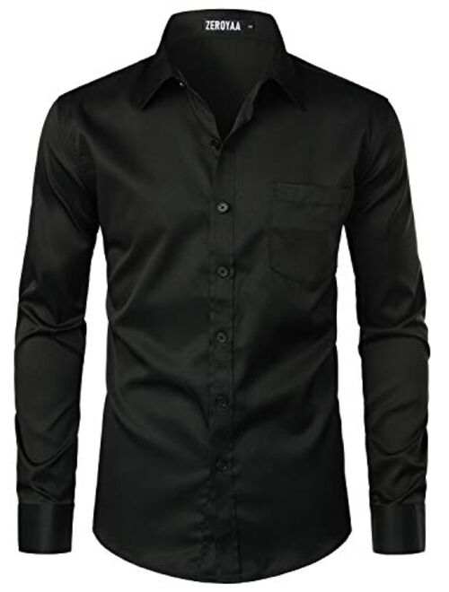 Buy ZEROYAA Men's Urban Stylish Casual Business Slim Fit Long Sleeve ...