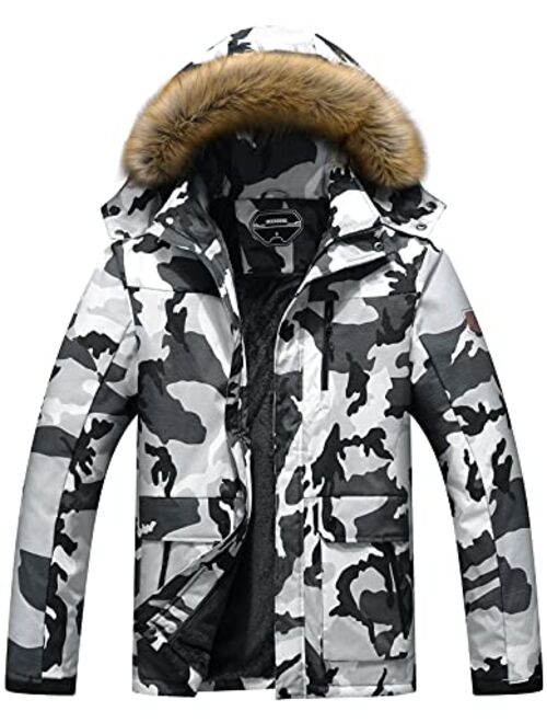 Moerdeng Men's Winter Snow Coat Warm Ski Jacket Waterproof Hooded Work Outerwear