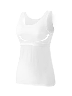 AMVELOP Soft Cotton Women Tank Tops with Shelf Bra Tanks for Layering Undershirts Activewear 1-3 Pack