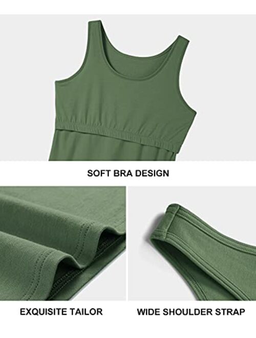 AMVELOP Soft Cotton Women Tank Tops with Shelf Bra Tanks for Layering Undershirts Activewear 1-3 Pack