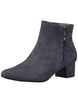 Women's Leather Block Heel with Zipper Detail Spruce Street Bootie Ankle Boot