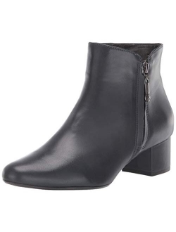 Women's Leather Block Heel with Zipper Detail Spruce Street Bootie Ankle Boot