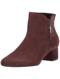 Women's Leather Block Heel with Zipper Detail Spruce Street Bootie Ankle Boot