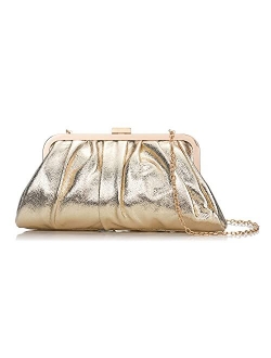 Woo Evening Clutch Bag Shine Bright Metalic PU Crossbody Pleated Bag for Bridal Wedding Birthday Prom Party