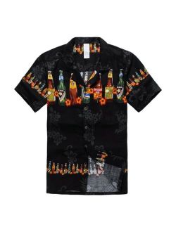 Aloha Shirt Cruise Tropical Luau Beach Hawaiian Party Black Local Beer Bottles