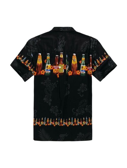 Aloha Shirt Cruise Tropical Luau Beach Hawaiian Party Black Local Beer Bottles