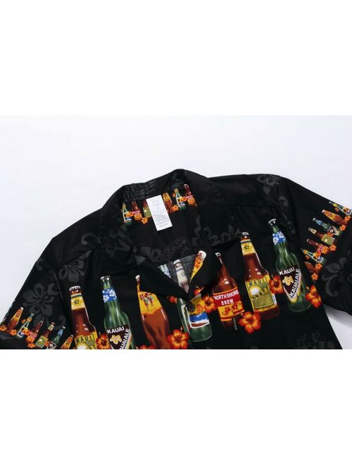 Aloha Shirt Cruise Tropical Luau Beach Hawaiian Party Black Local Beer Bottles